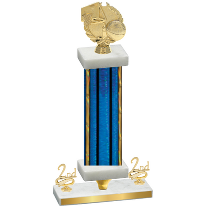 Premium Single Blue Glacier Second Place Basketball Trophy