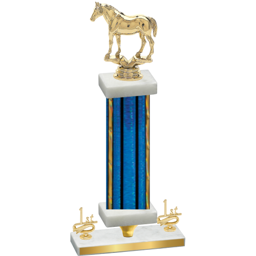 Premium Single Blue Glacier First Place Horses Trophy