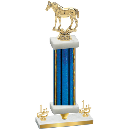 Premium Single Blue Glacier First Place Horses Trophy