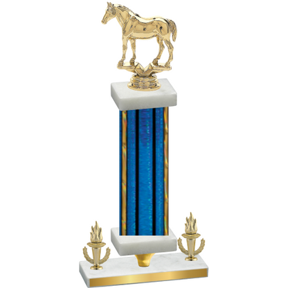 Premium Single Blue Glacier Victory Horses Trophy