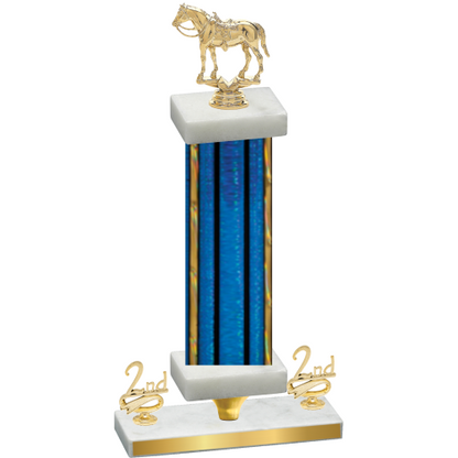 Premium Single Blue Glacier Second Place Horses Trophy
