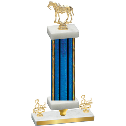 Premium Single Blue Glacier Third Place Horses Trophy