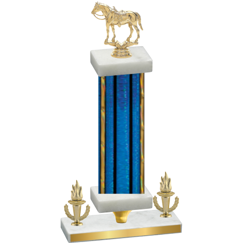 Premium Single Blue Glacier Victory Horses Trophy
