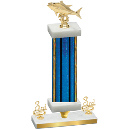 Premium Single Blue Glacier Third Place Fishing Trophy