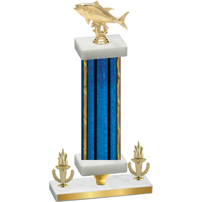 Premium Single Blue Glacier Victory Fishing Trophy