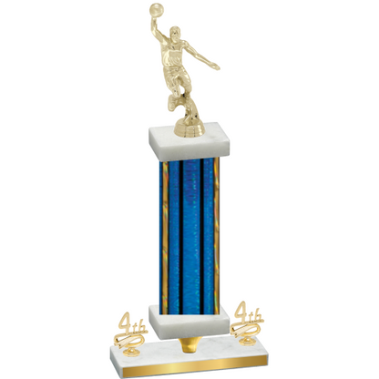 Premium Single Blue Glacier Fourth Place Basketball Trophy