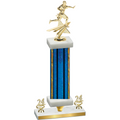 Premium Single Blue Glacier Year Flag Football Trophy