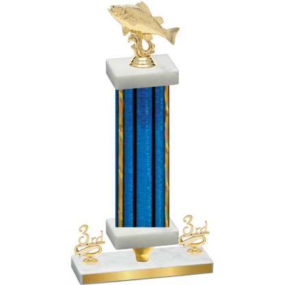 Premium Single Blue Glacier Third Place Fishing Trophy