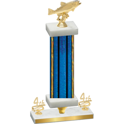Premium Single Blue Glacier Fourth Place Fishing Trophy