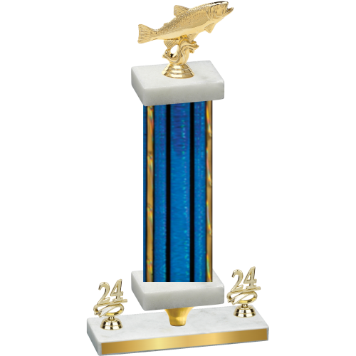 Premium Single Blue Glacier Year Fishing Trophy