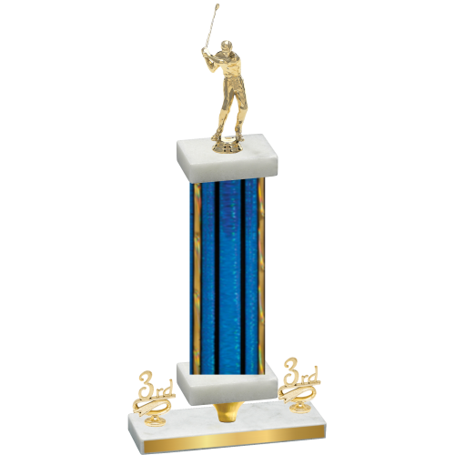 Premium Single Blue Glacier Third Place Golf Trophy
