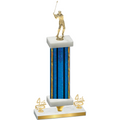 Premium Single Blue Glacier Fourth Place Golf Trophy