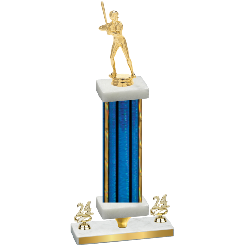 Premium Single Blue Glacier Year Softball Trophy