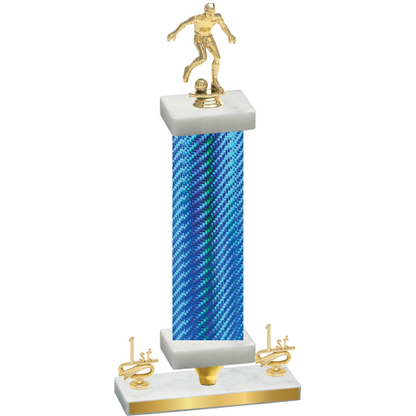 Premium Single Blue Carbon Fiber First Place Soccer Trophy