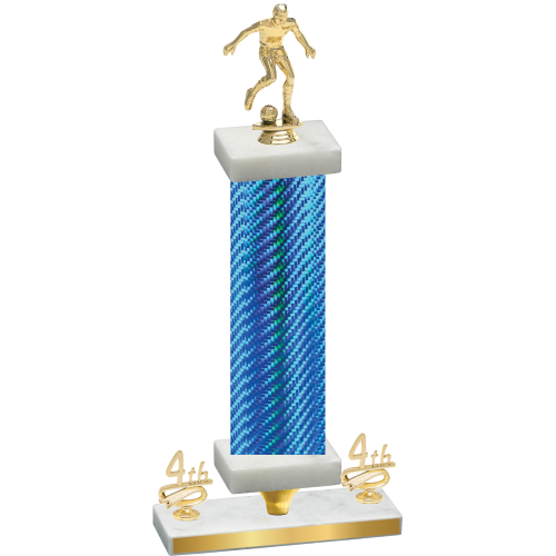 Premium Single Blue Carbon Fiber Fourth Place Soccer Trophy