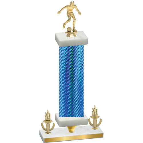 Premium Single Blue Carbon Fiber Victory Soccer Trophy