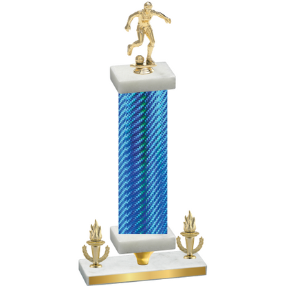Premium Single Blue Carbon Fiber Victory Soccer Trophy