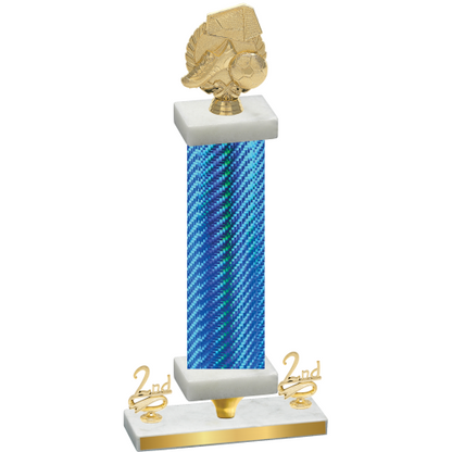 Premium Single Blue Carbon Fiber Second Place Soccer Trophy