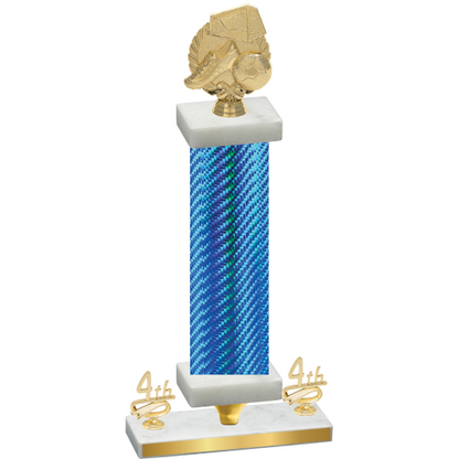 Premium Single Blue Carbon Fiber Fourth Place Soccer Trophy