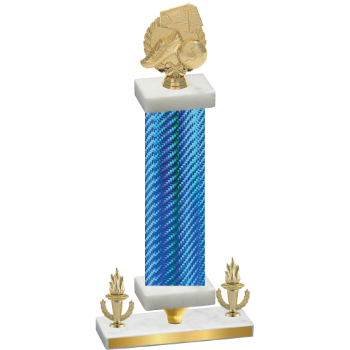 Premium Single Blue Carbon Fiber Victory Soccer Trophy