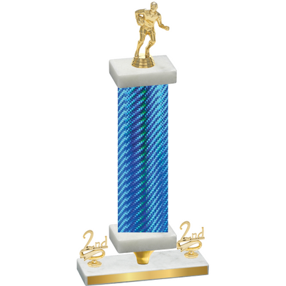 Premium Single Blue Carbon Fiber Second Place Rugby Trophy