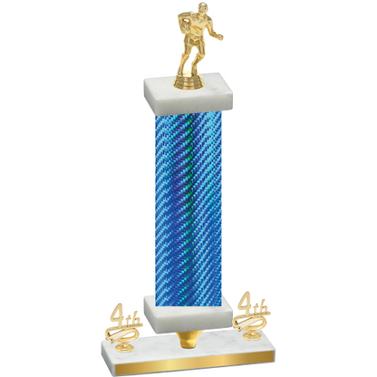 Premium Single Blue Carbon Fiber Fourth Place Rugby Trophy