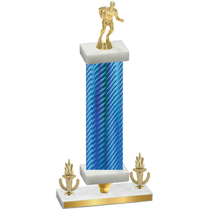 Premium Single Blue Carbon Fiber Victory Rugby Trophy