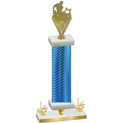 Premium Single Blue Carbon Fiber First Place Rugby Trophy