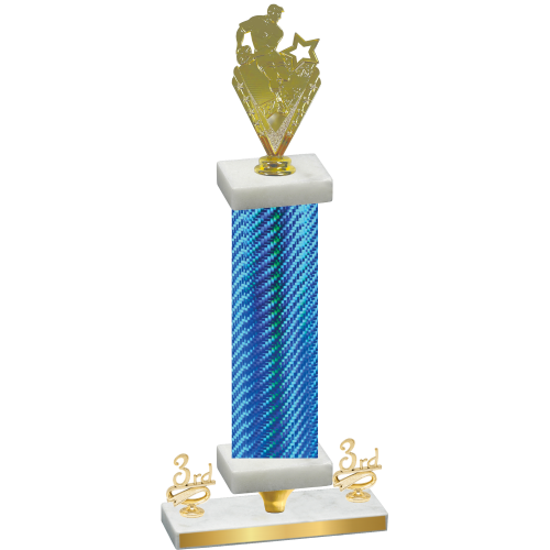 Premium Single Blue Carbon Fiber Third Place Rugby Trophy