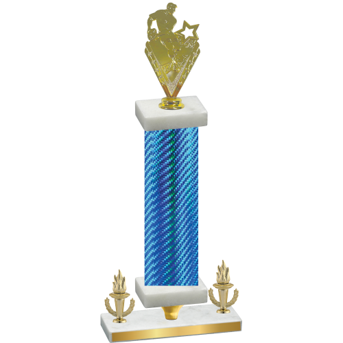 Premium Single Blue Carbon Fiber Victory Rugby Trophy