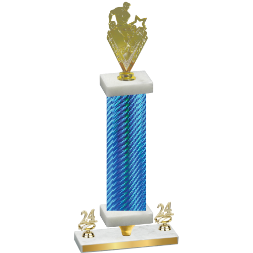 Premium Single Blue Carbon Fiber Year Rugby Trophy