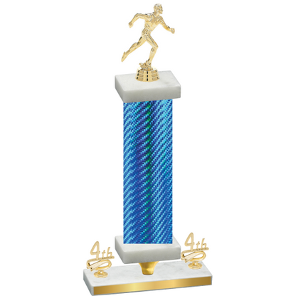 Premium Single Blue Carbon Fiber Fourth Place Running Trophy