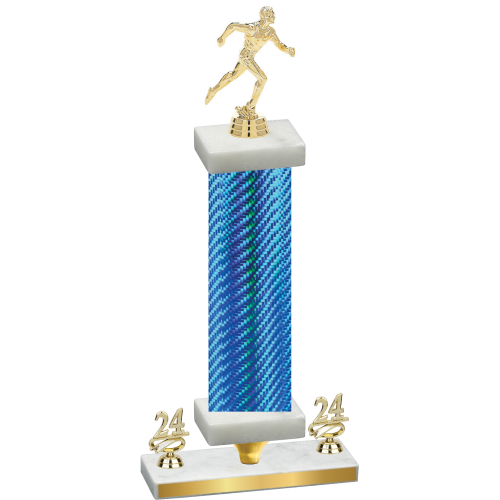 Premium Single Blue Carbon Fiber Year Running Trophy