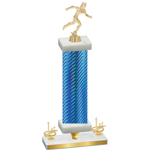 Premium Single Blue Carbon Fiber First Place Running Trophy