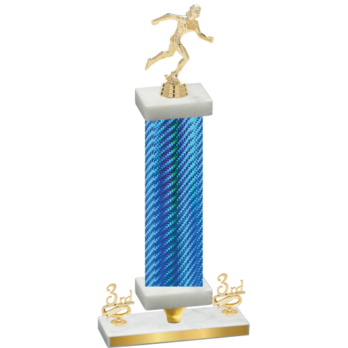 Premium Single Blue Carbon Fiber Third Place Running Trophy