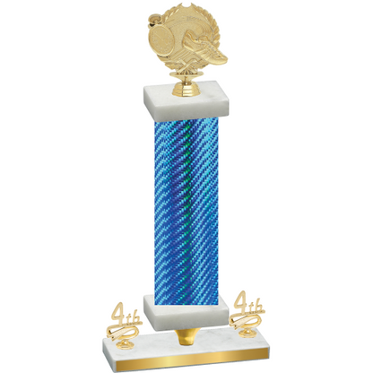 Premium Single Blue Carbon Fiber Fourth Place Running Trophy