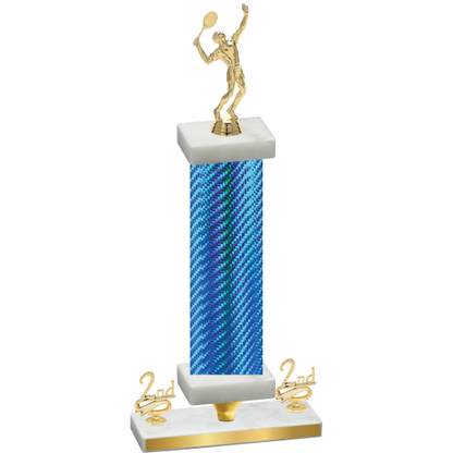 Premium Single Blue Carbon Fiber Second Place Tennis Trophy