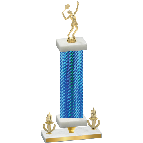 Premium Single Blue Carbon Fiber Victory Tennis Trophy
