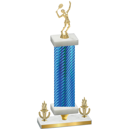 Premium Single Blue Carbon Fiber Victory Tennis Trophy