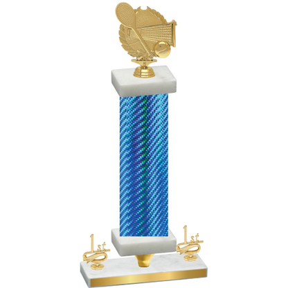 Premium Single Blue Carbon Fiber First Place Tennis Trophy