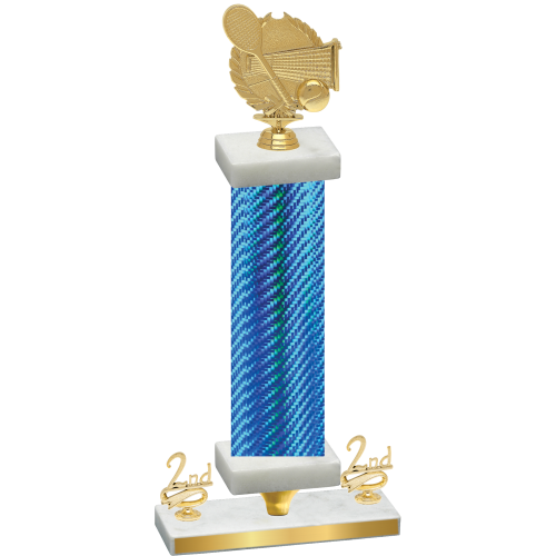 Premium Single Blue Carbon Fiber Second Place Tennis Trophy