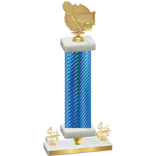Premium Single Blue Carbon Fiber Fourth Place Tennis Trophy