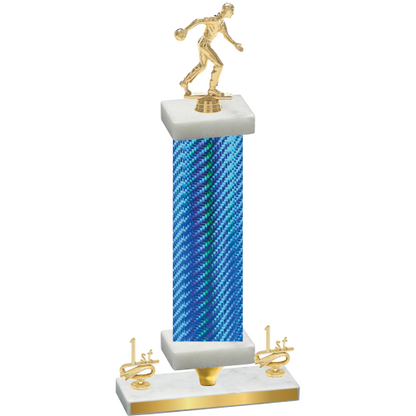 Premium Single Blue Carbon Fiber First Place Bowling Trophy