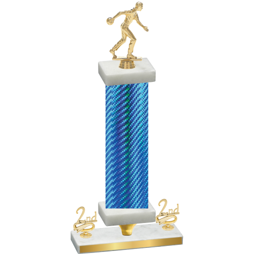 Premium Single Blue Carbon Fiber Second Place Bowling Trophy