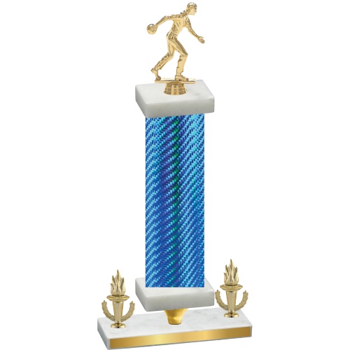 Premium Single Blue Carbon Fiber Victory Bowling Trophy
