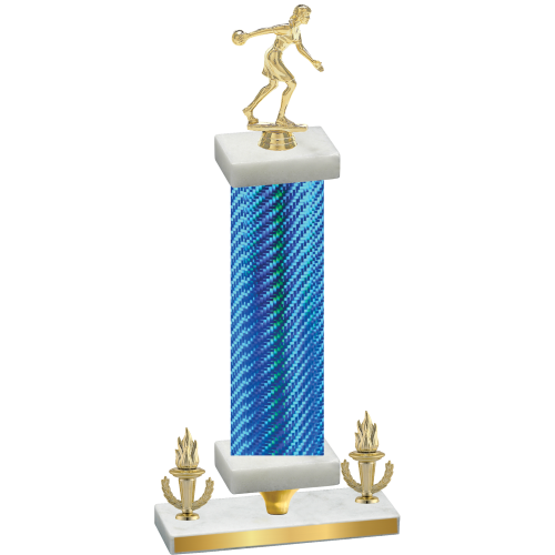Premium Single Blue Carbon Fiber Victory Bowling Trophy