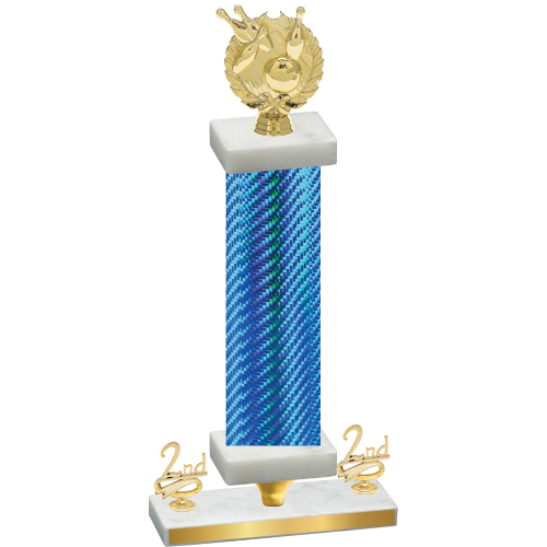 Premium Single Blue Carbon Fiber Second Place Bowling Trophy