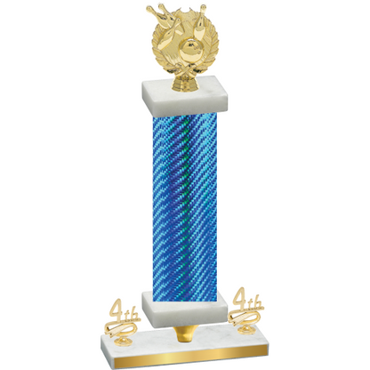 Premium Single Blue Carbon Fiber Fourth Place Bowling Trophy