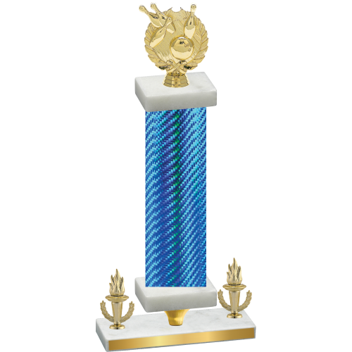 Premium Single Blue Carbon Fiber Victory Bowling Trophy