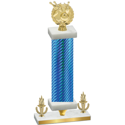 Premium Single Blue Carbon Fiber Victory Bowling Trophy